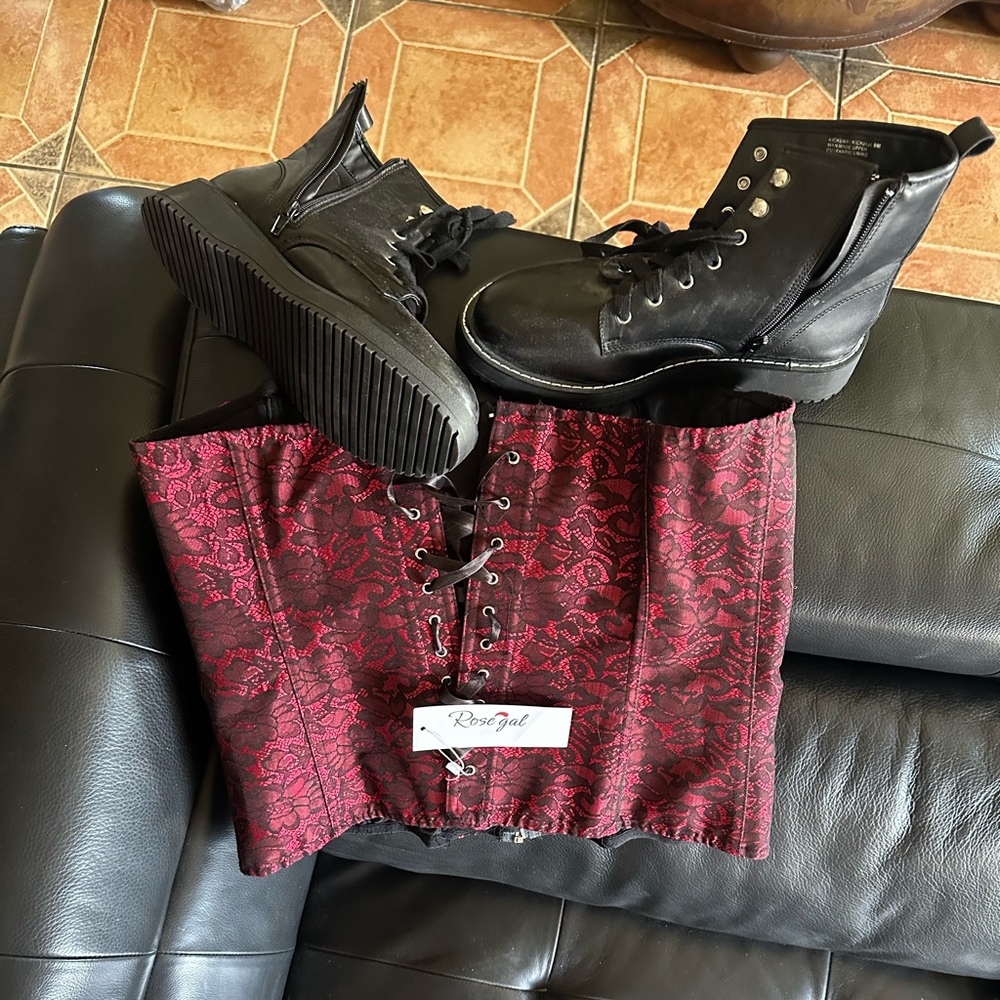 Sexy corset!  With boots. Goth vibe